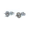14kt White Gold Round Four Prong Semi Mount Earrings with Diamond Halo