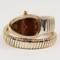 Serpenti Tubogas 35mm Stainless Steel and Rose Gold Diamond-set Bezel quartz 103071