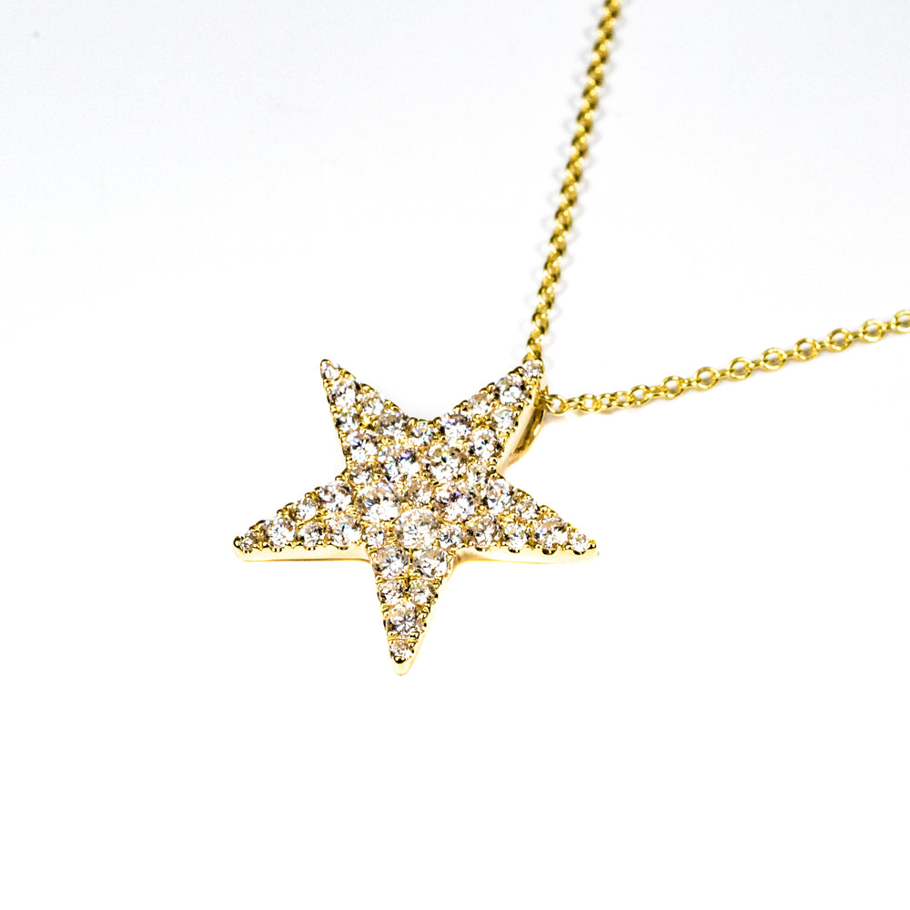 18kt Yellow Gold Diamond Star 18" Necklace