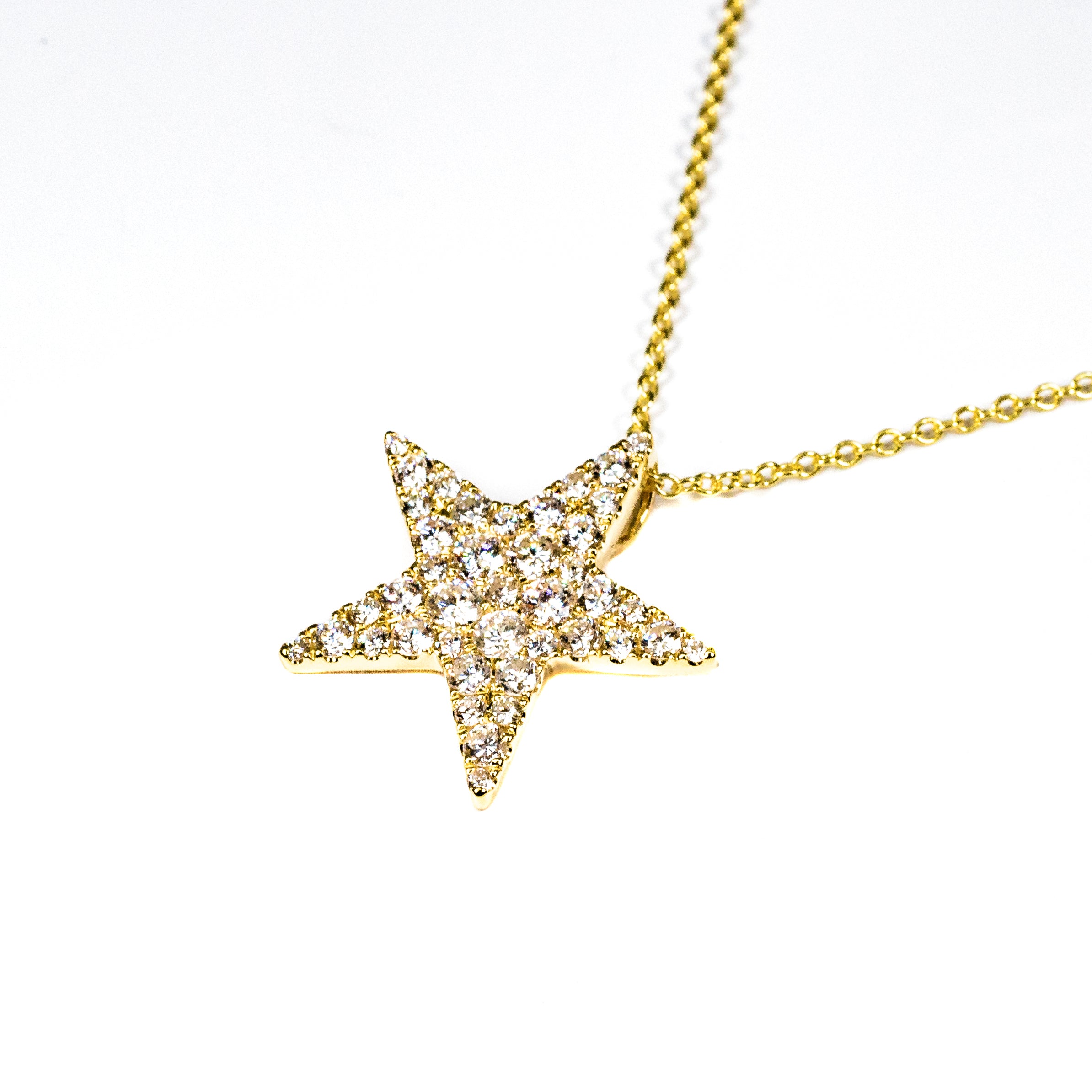 18kt Yellow Gold Diamond Star 18" Necklace