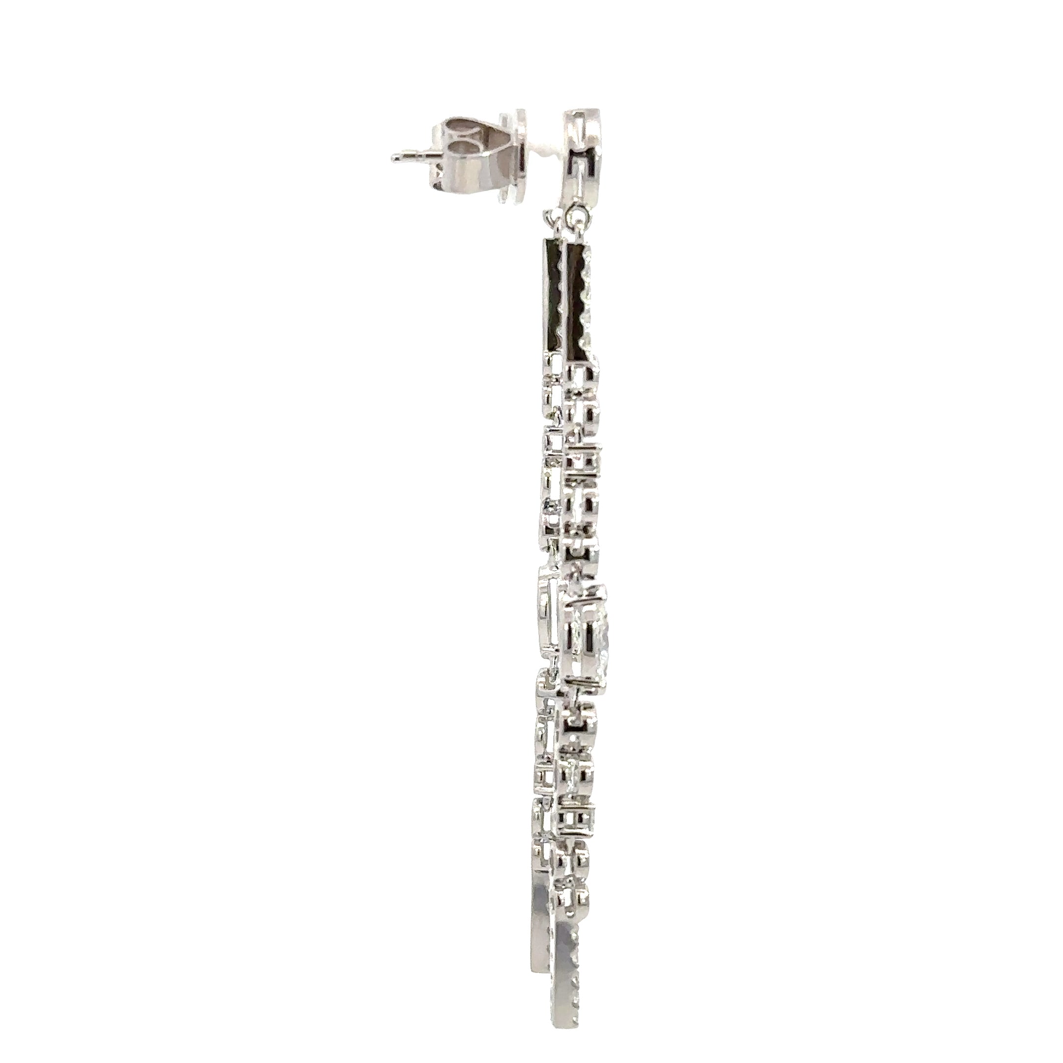 18k White Gold & Diamond Dangle Earrings