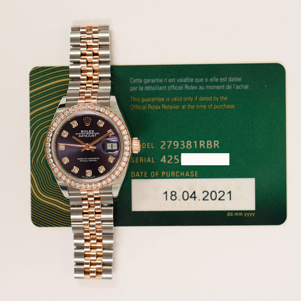 Datejust 28mm Diamond Bezel Steel and Rose Gold 279381RBR