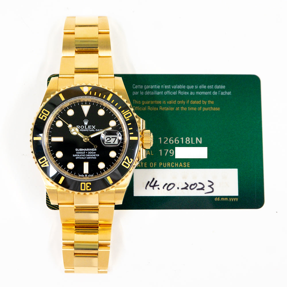 Submariner Date 41mm Black Bezel Yellow Gold 126618LN