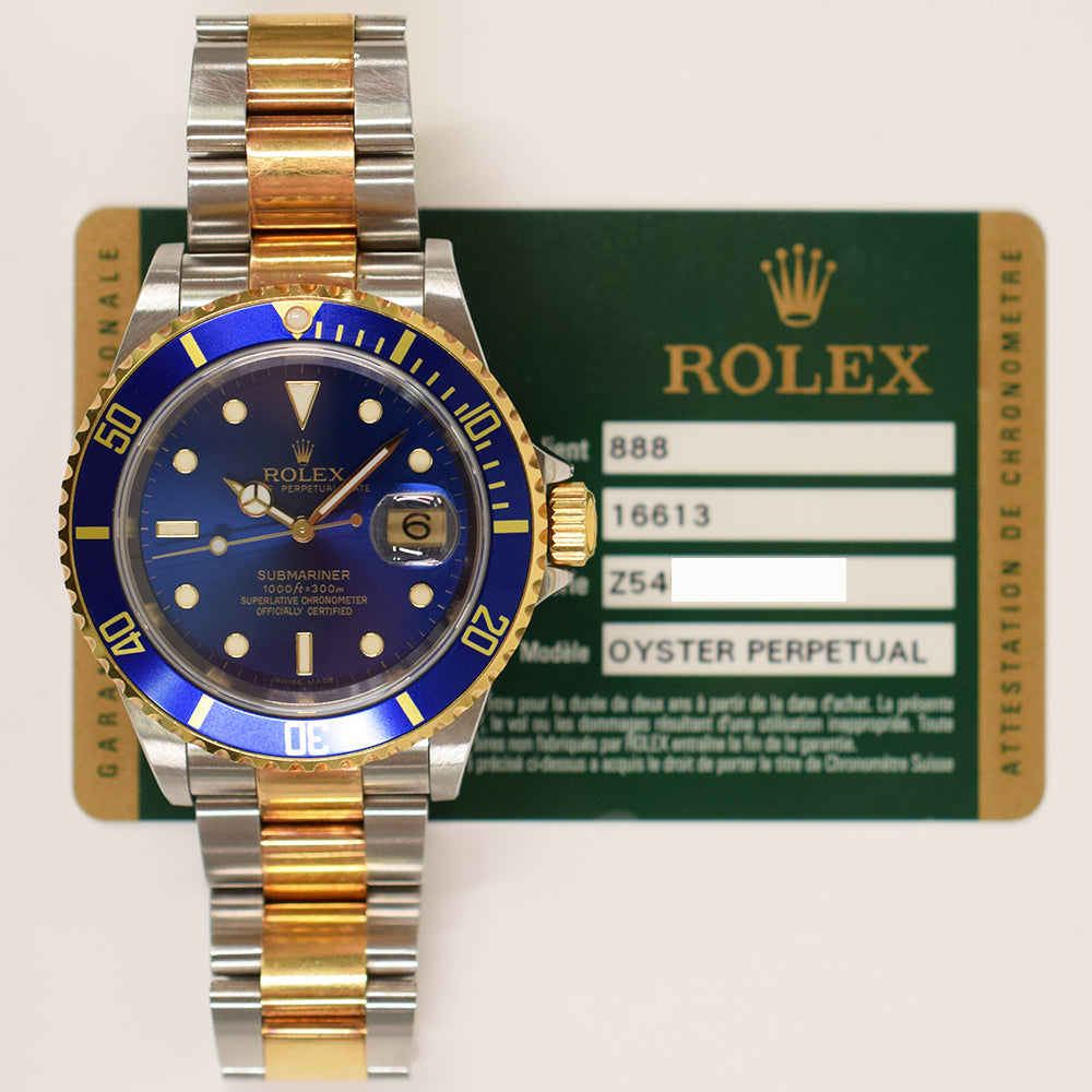 Submariner Date 40mm Blue Bezel Steel and Yellow Gold 16613