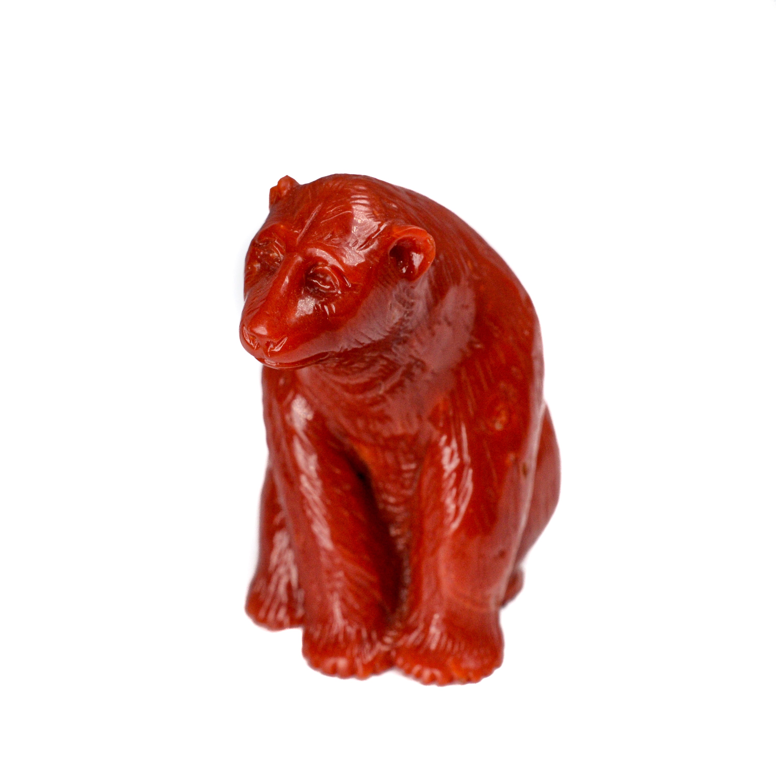 -E- 317.18cts Red Coral Bear G