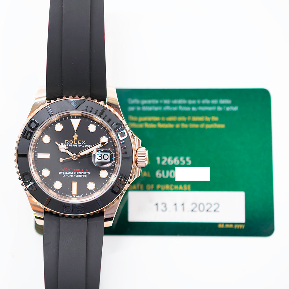Yacht-Master 40mm Rose Gold on Strap 126655