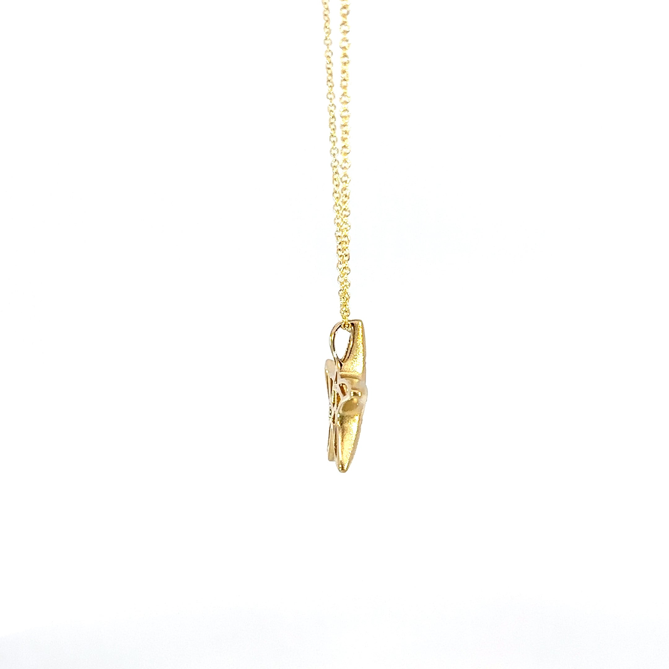 14k Yellow Gold Matte Starfish Pendant with Diamonds