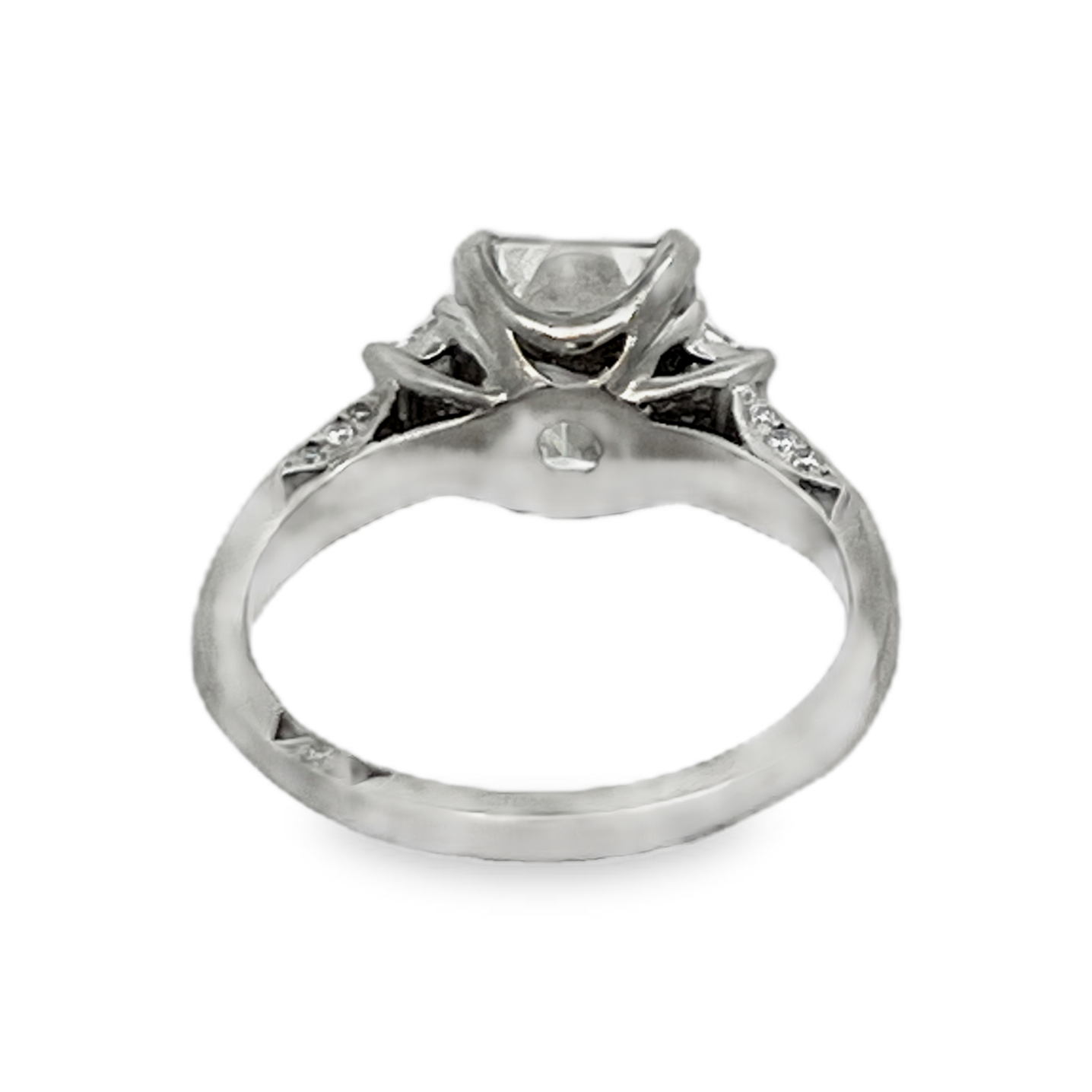 Estate Tacori Platinum Emerald Cut Diamond Engagement Ring 3.01 CT H/VS2 with Side Diamonds