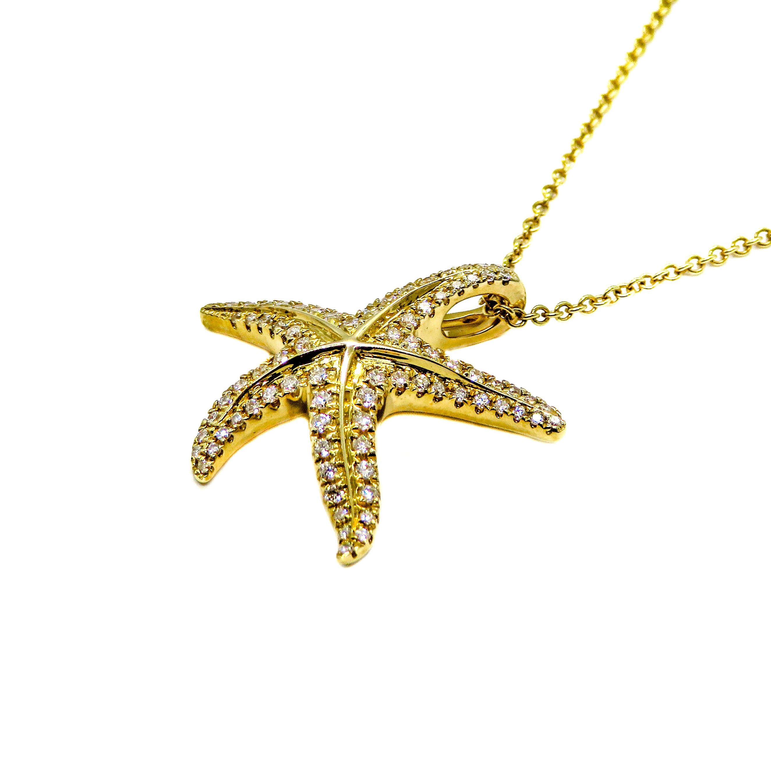 14kt Yellow Gold Starfish Diamond Necklace