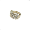 18kt Yellow Gold Three Row Diamond Anniversary Ring with 24 Round Brilliant Diamonds