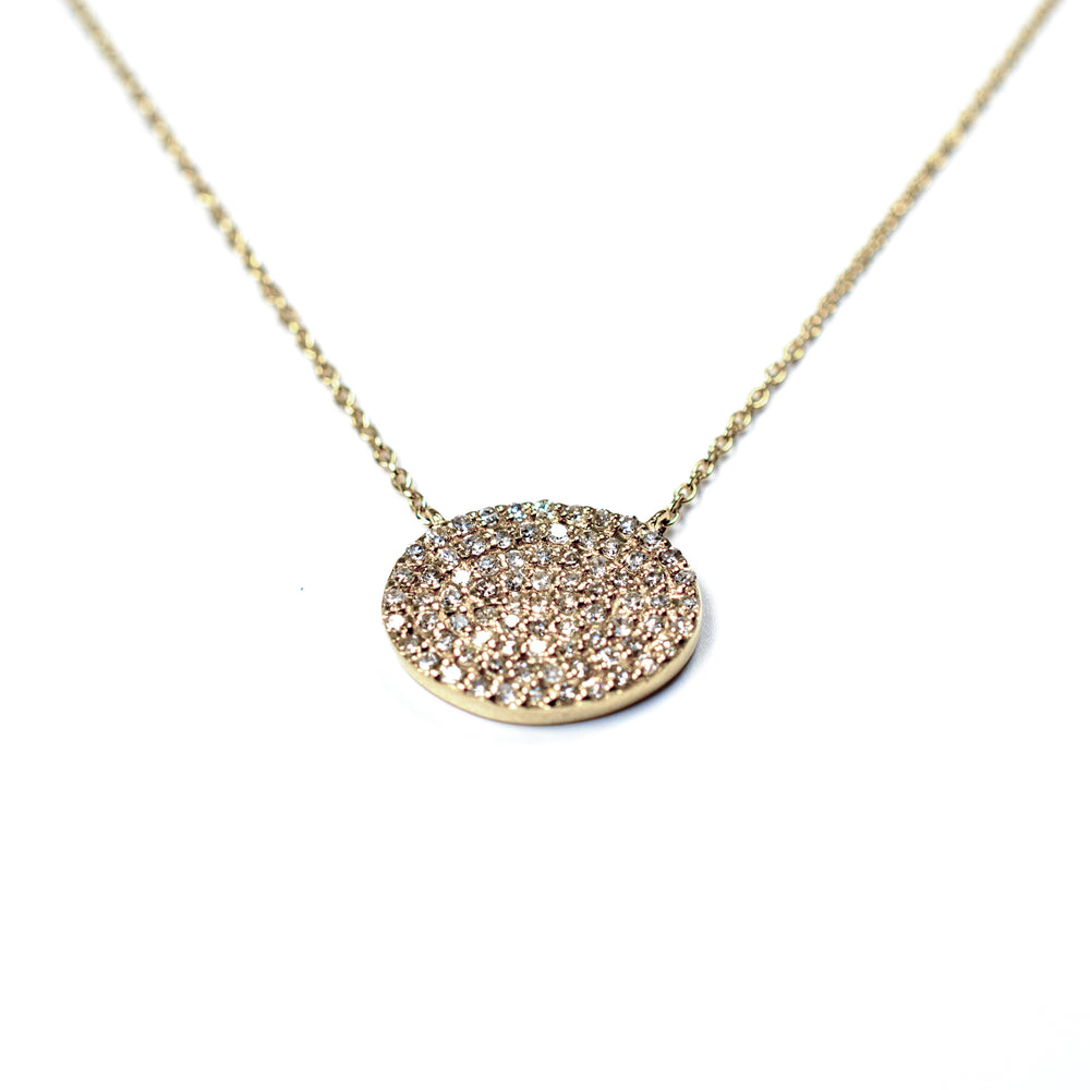 14kt Yellow Gold Oval Pave Diamond Dot Necklace