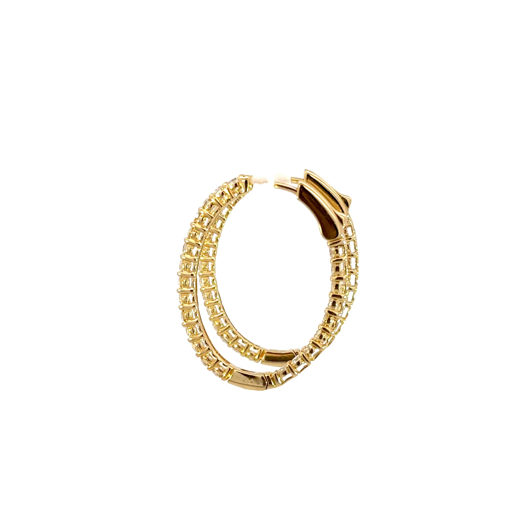 14k Yellow Gold In / Out Diamond Hoop Earrings 2.00 cttw