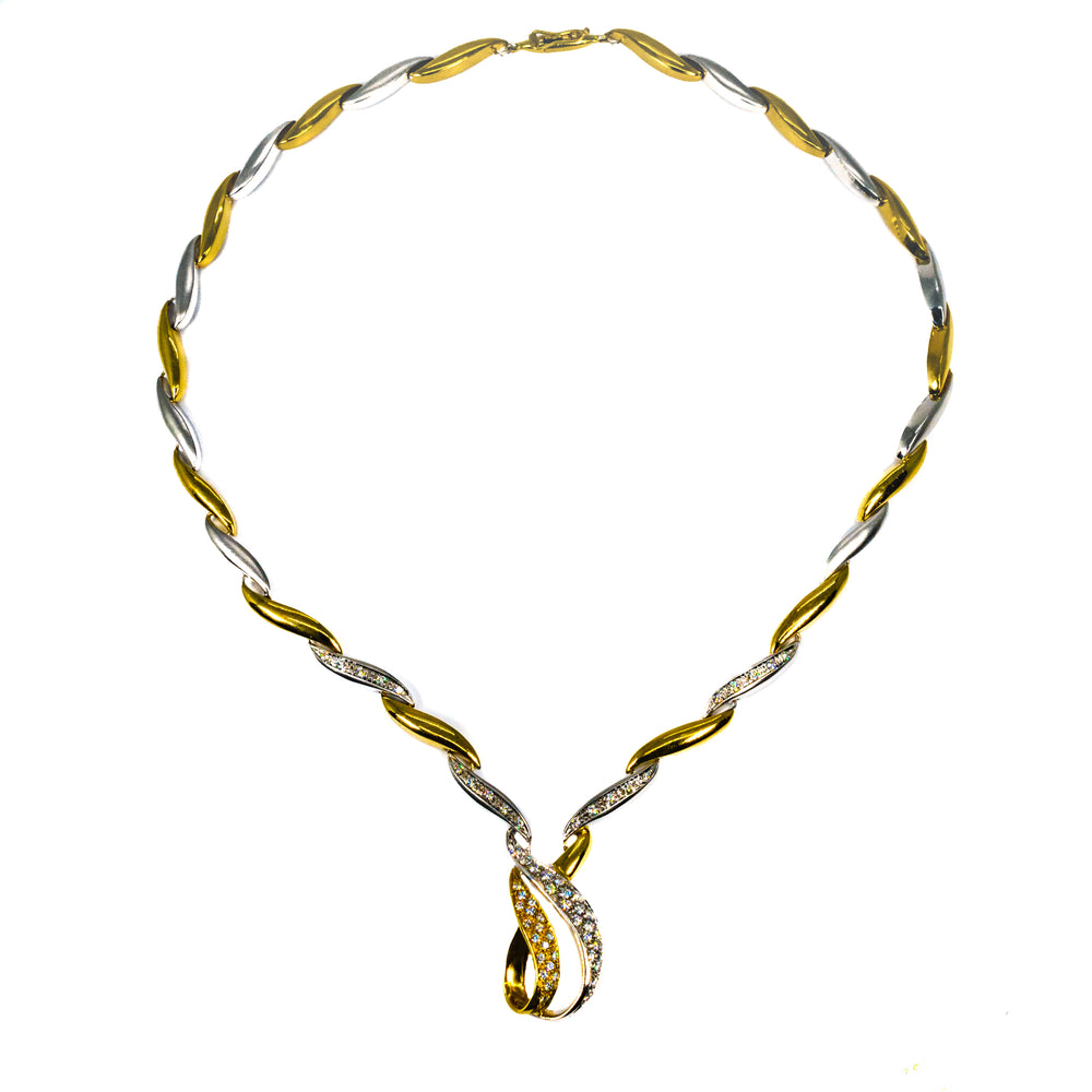 18kt Two-Tone Diamond Loop Necklace