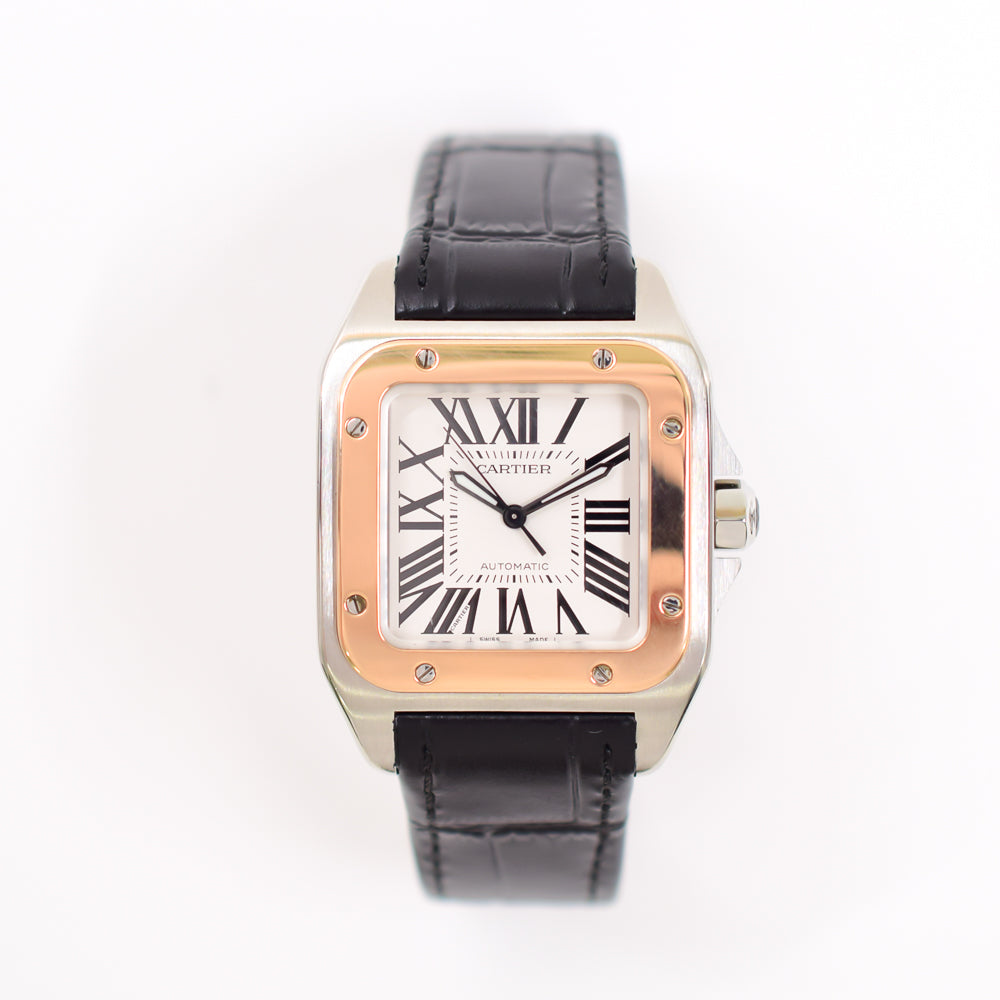 Santos 100 Steel/Rose Gold Bezel - 44.2mm x 35.6mm W20107X7