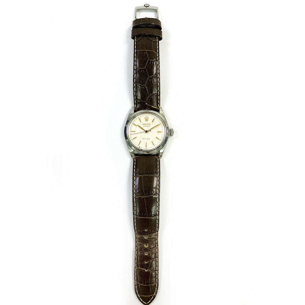 Vintage Oyster Precision 32mm Silver Honeycomb Dial Steel 6426