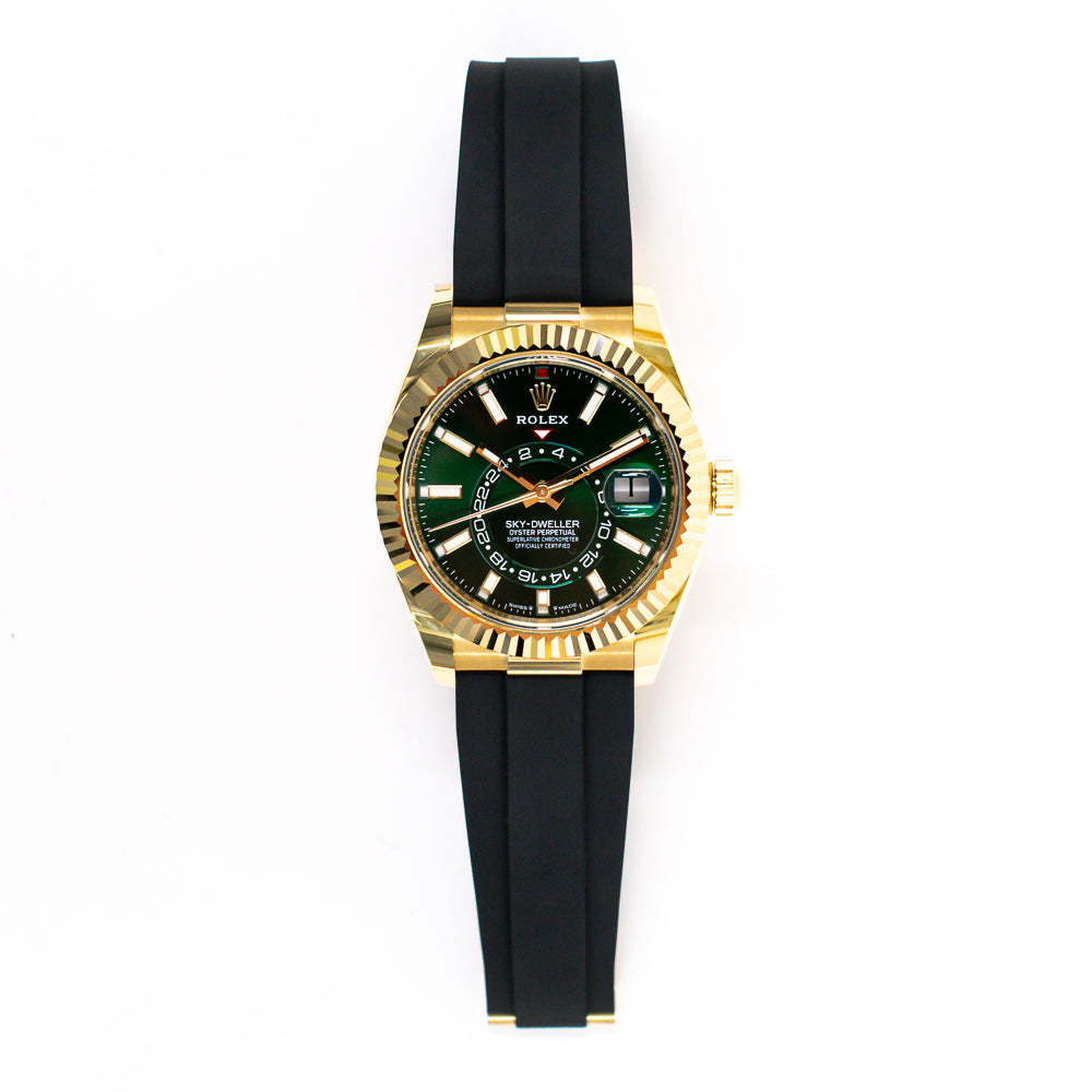 Sky-Dweller Rubber Strap Yellow Gold 336238 – Golden Anvil Jewelers