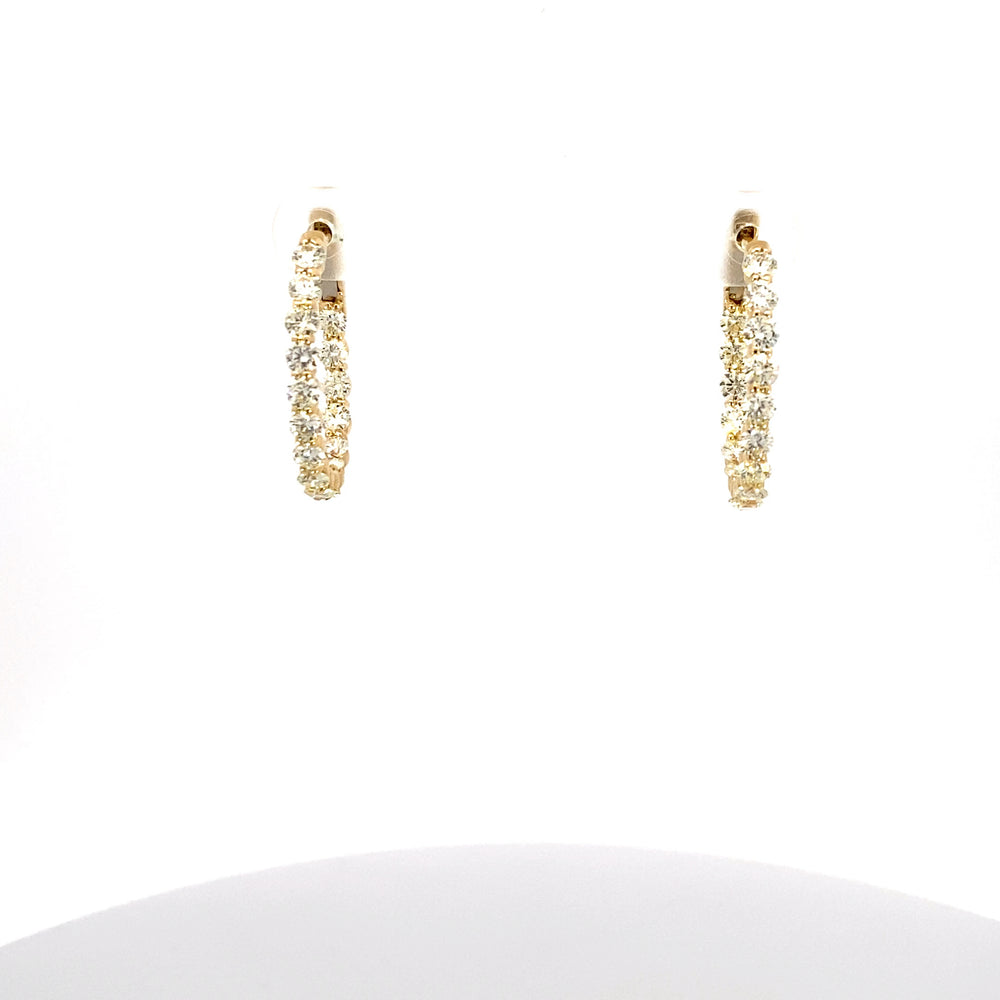 14kt yg Diamond Oval Hoops 32=
