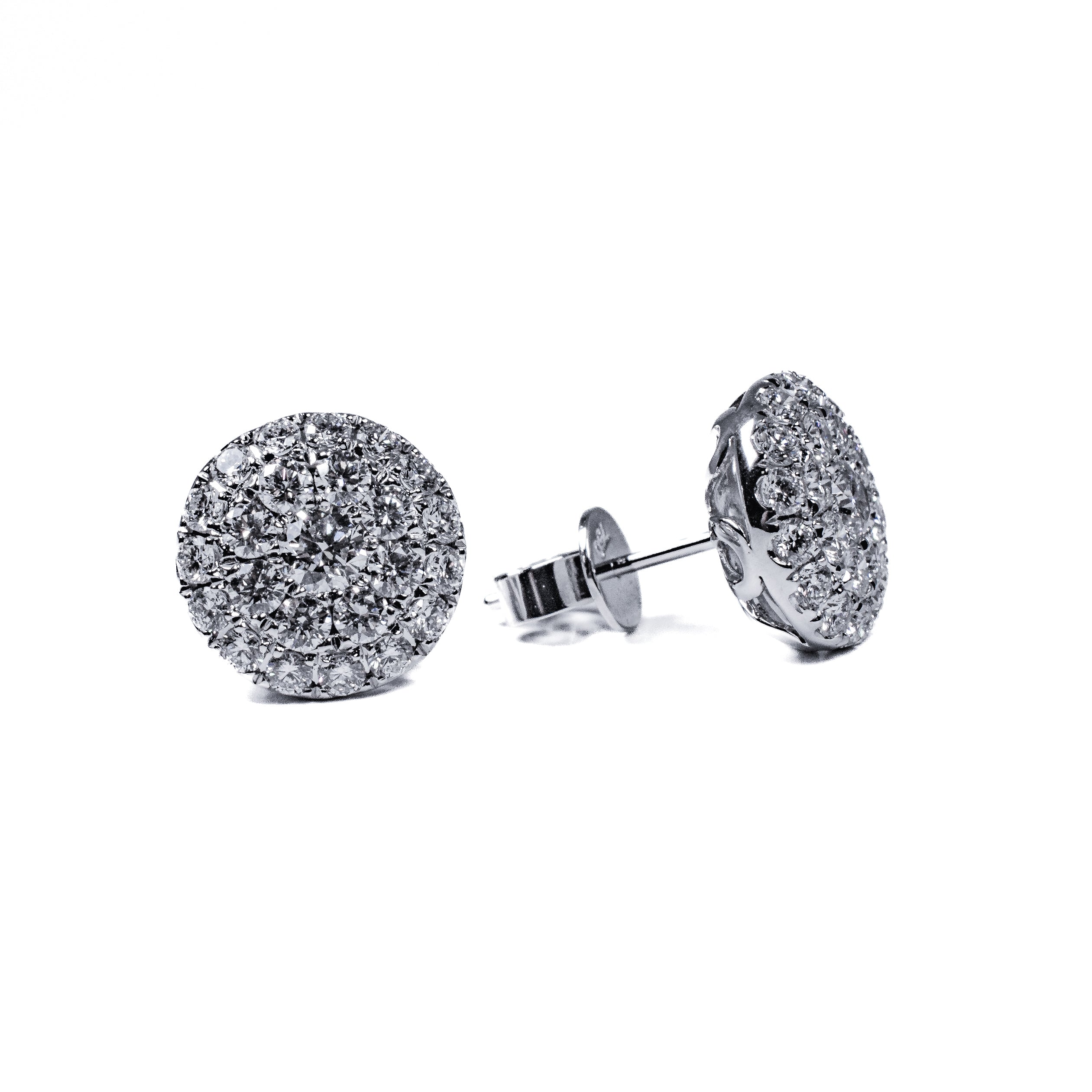 18kt White Gold Diamond Cluster Earrings