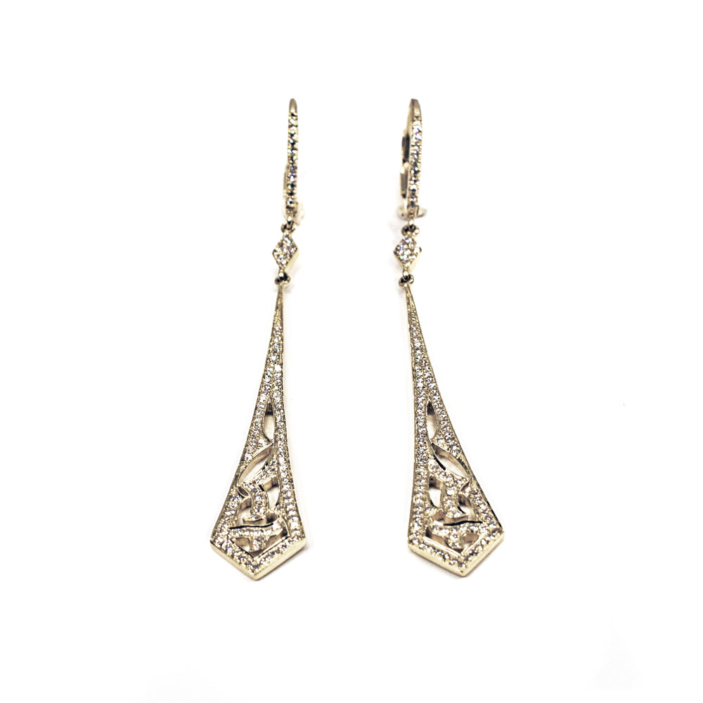 14kt Yellow Gold Diamond Dangle Earrings