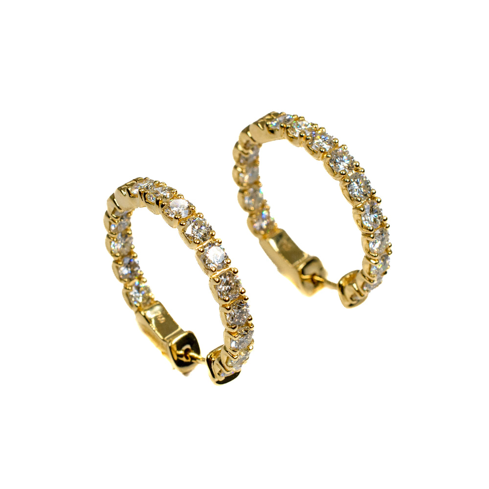 18kt Yellow Gold In and Out Diamond Hoop Earrings