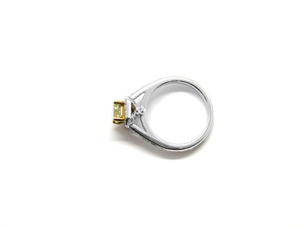 18kt White Gold Natural Fancy Yellow Princess Cut Diamond Engagement Ring