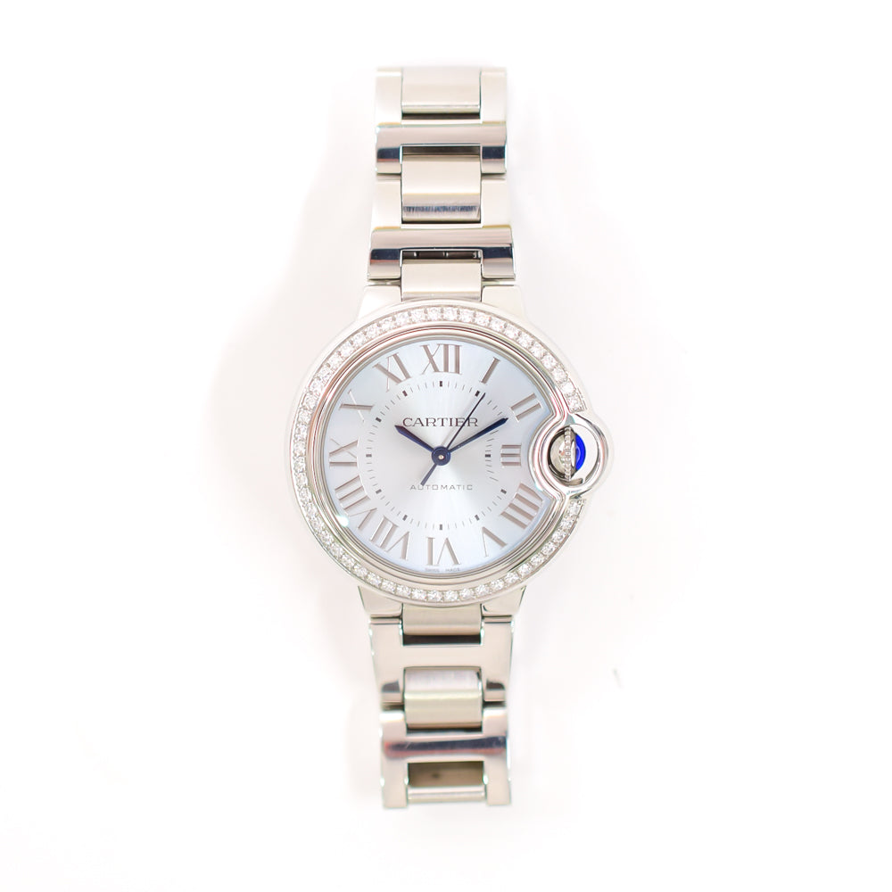 Ballon Bleu de Cartier 33mm Diamond Bezel Blue Dial Steel W4BB0028
