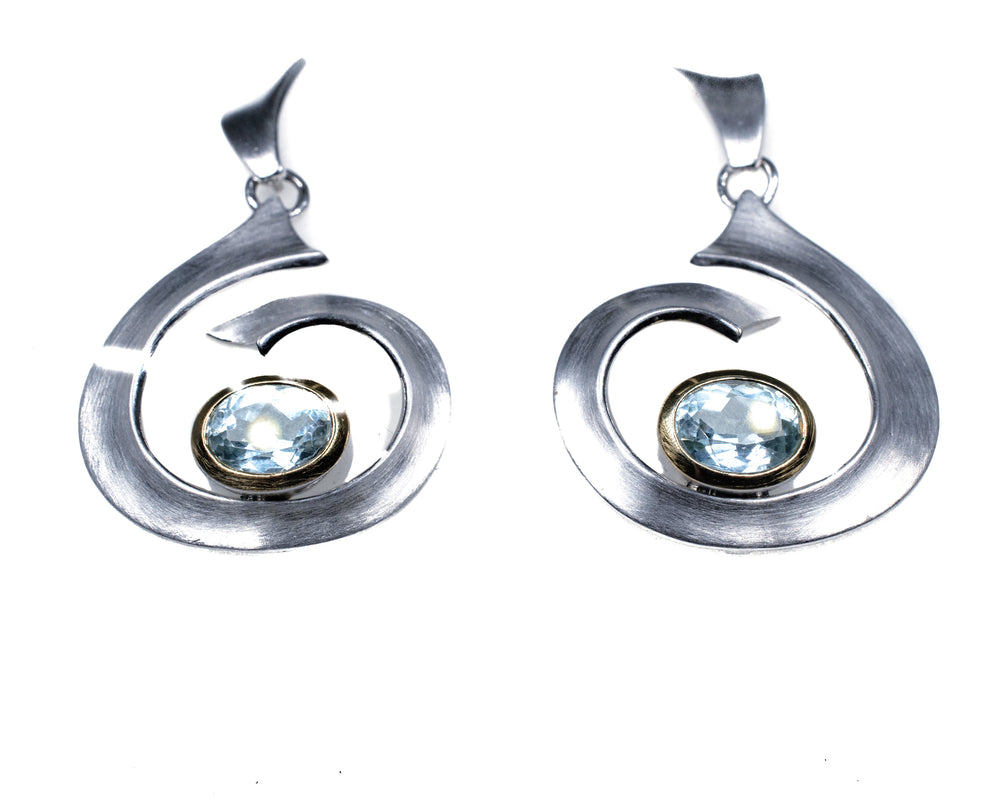 Sterling Silver and Gold-Filled Earrings with Sky Blue Topaz
