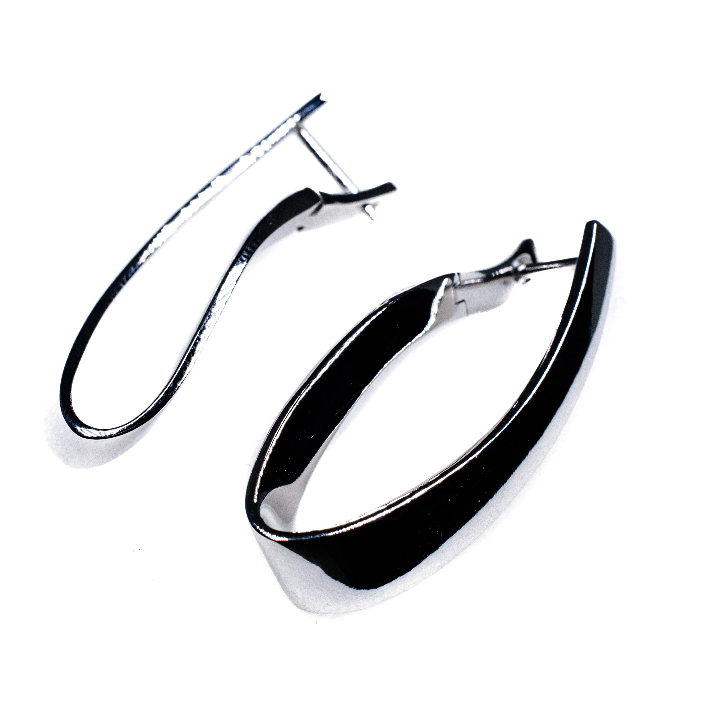 Silver Flat Twist Hoop Earrings