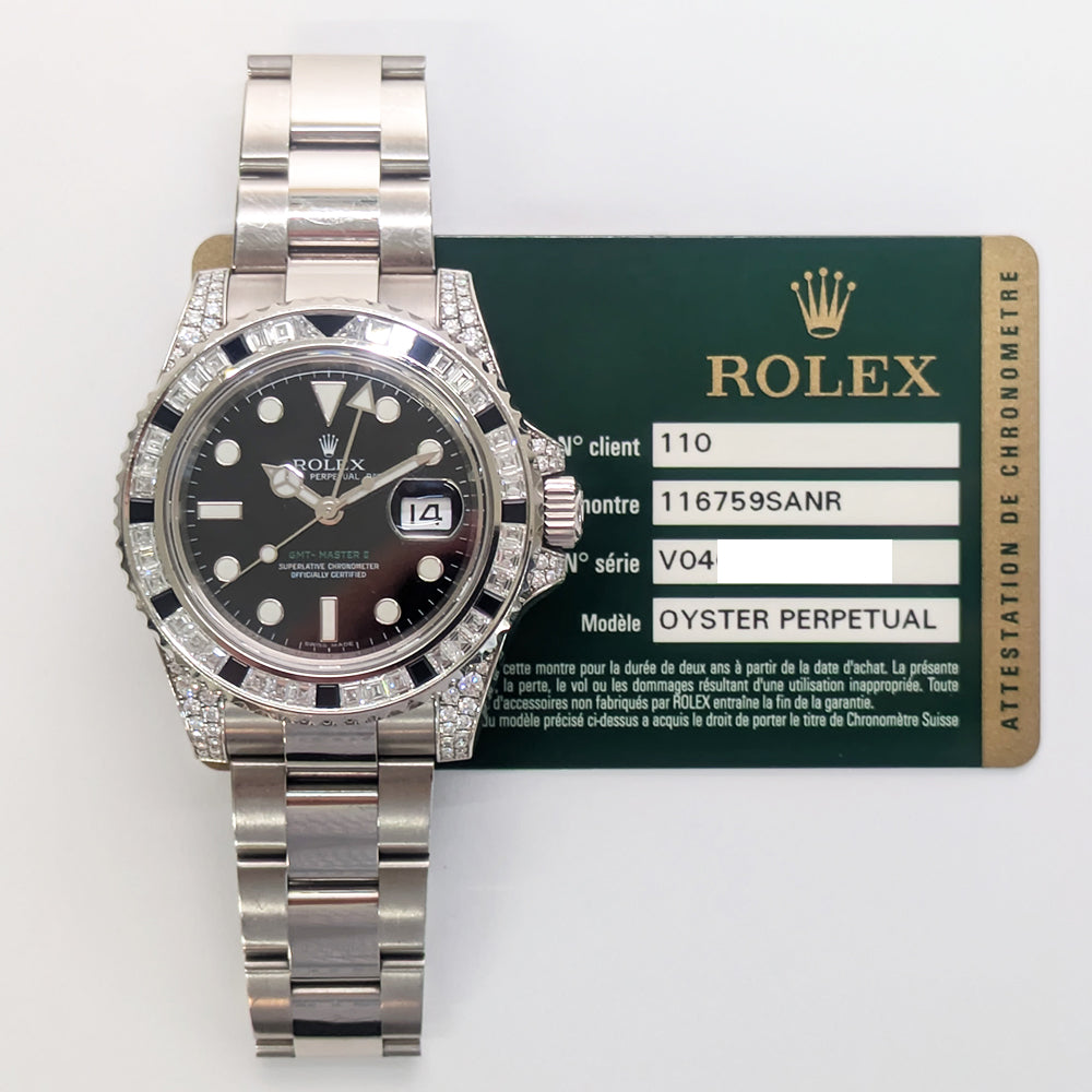 GMT-Master II 40mm Black Sapphire and Diamond Bezel White Gold 116759SANR