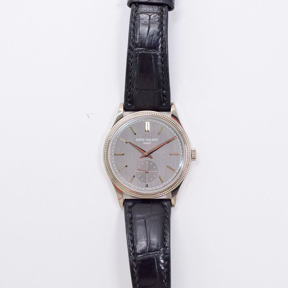Calatrava 39mm Manual Clou De Paris White Gold 6119G-001