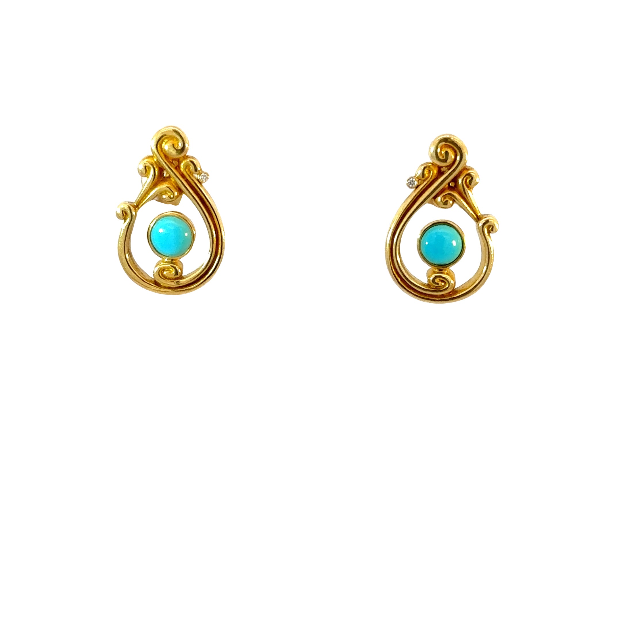 18k Yellow Gold & Turquoise Earrings