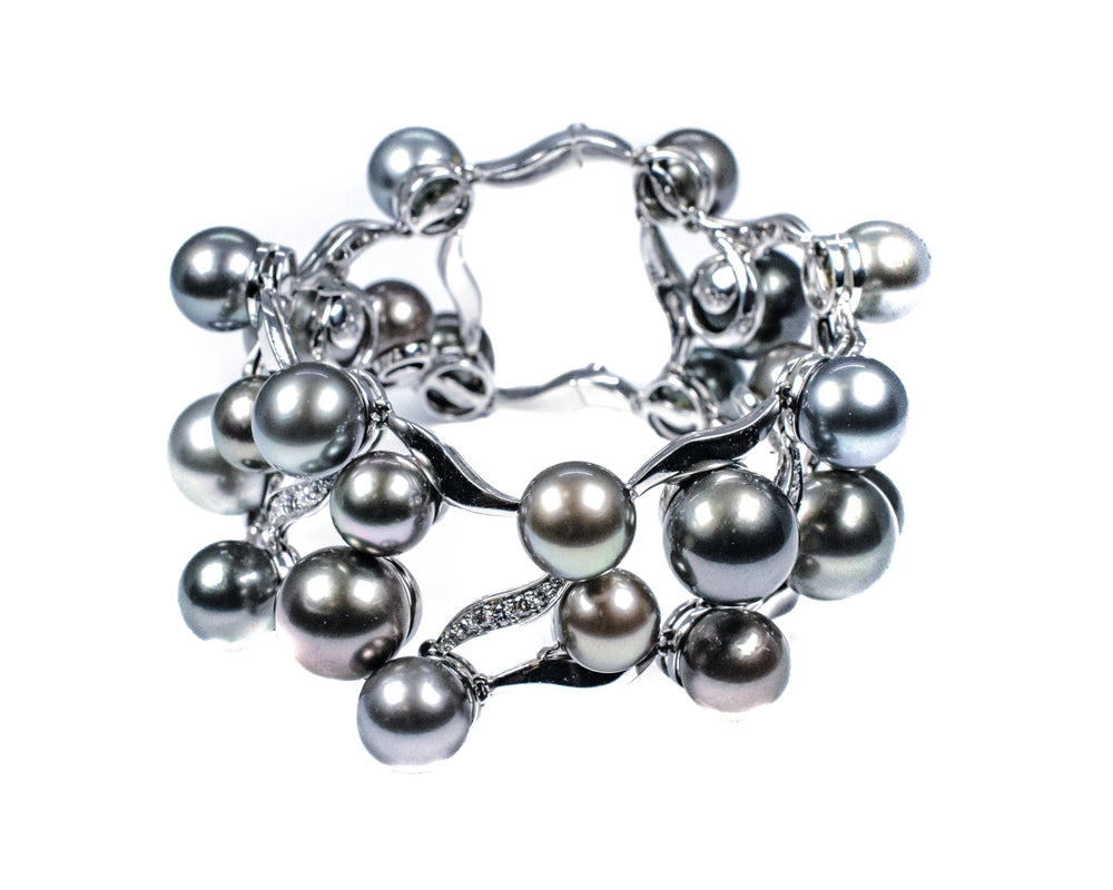 -E- 18kt wg Pearl & Diamond br