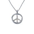 14kt White Gold Diamond Peace Sign Necklace