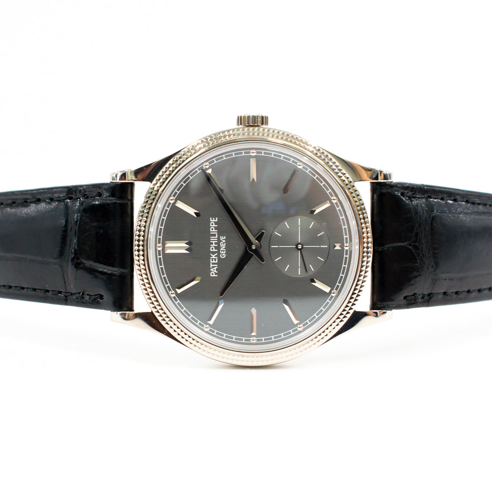 Calatrava 39mm Manual Clou De Paris White Gold 6119G-001