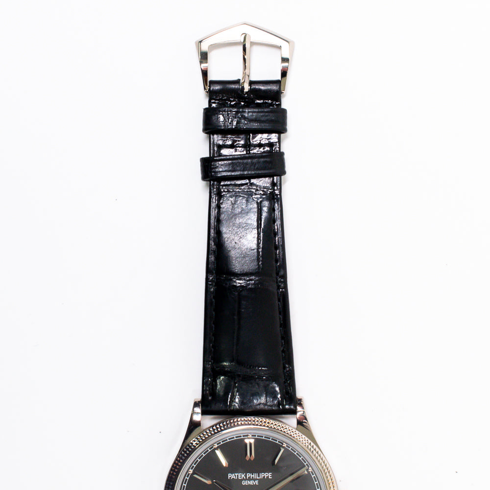 Calatrava 39mm Manual Clou De Paris White Gold 6119G-001