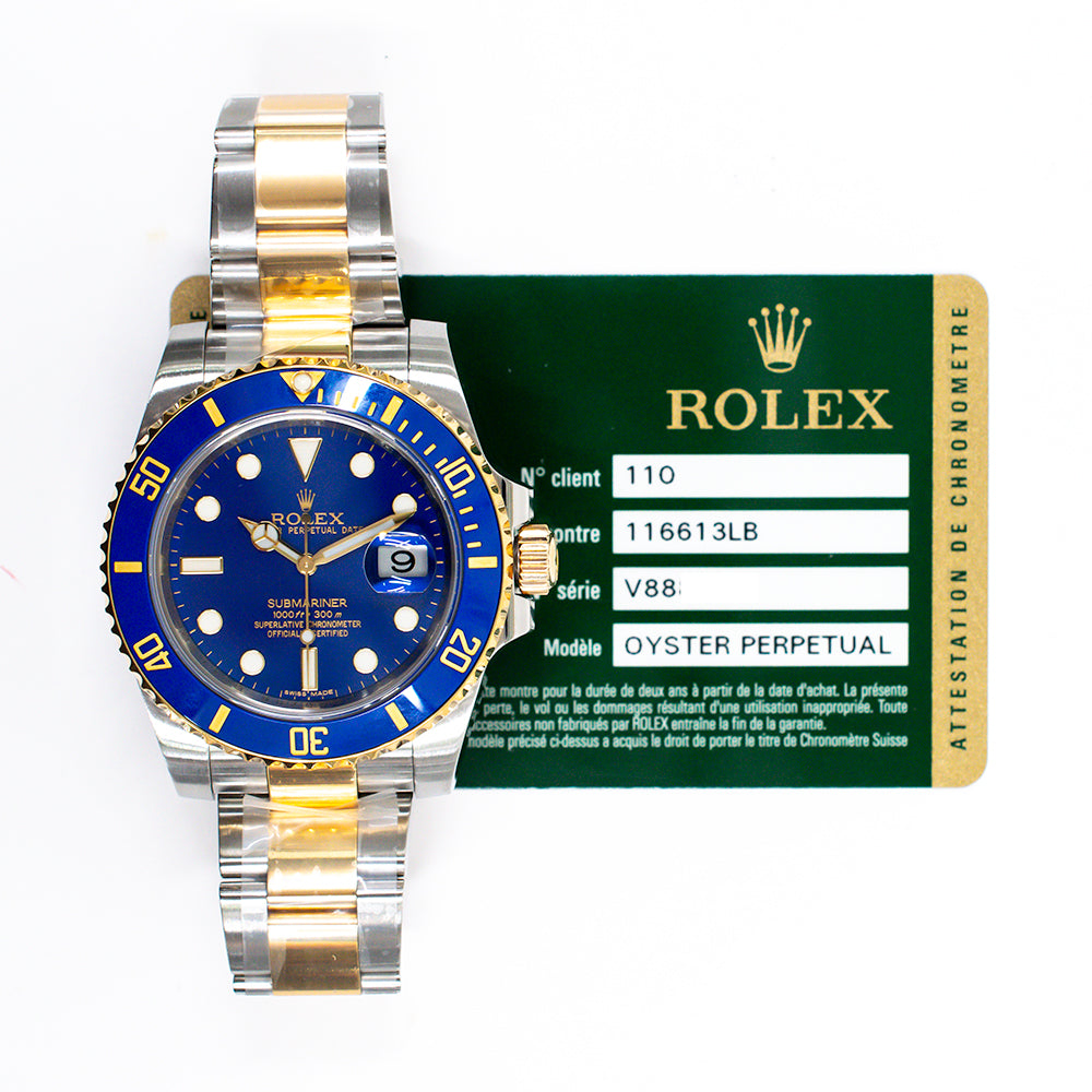 Submariner Date 40mm Blue Bezel Steel and Yellow Gold 116613LB