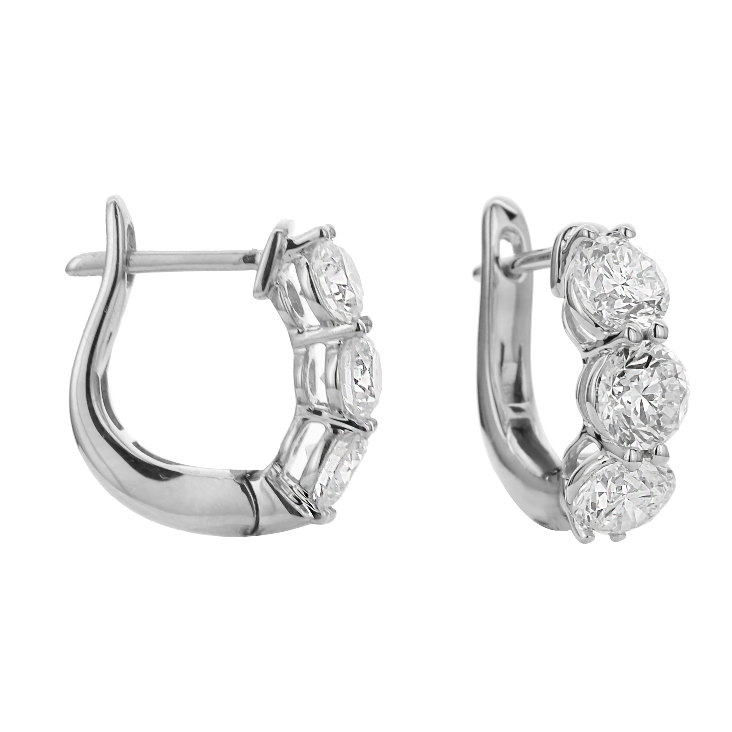 18k white gold diamond hoops