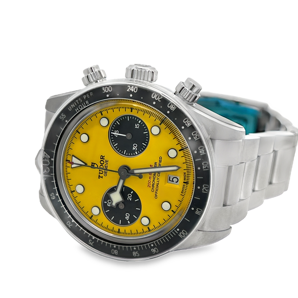 Pre-Owned Tudor Black Bay Chronograph Yellow Dial Watch Ref. M79360N-0001 – Box & Papers