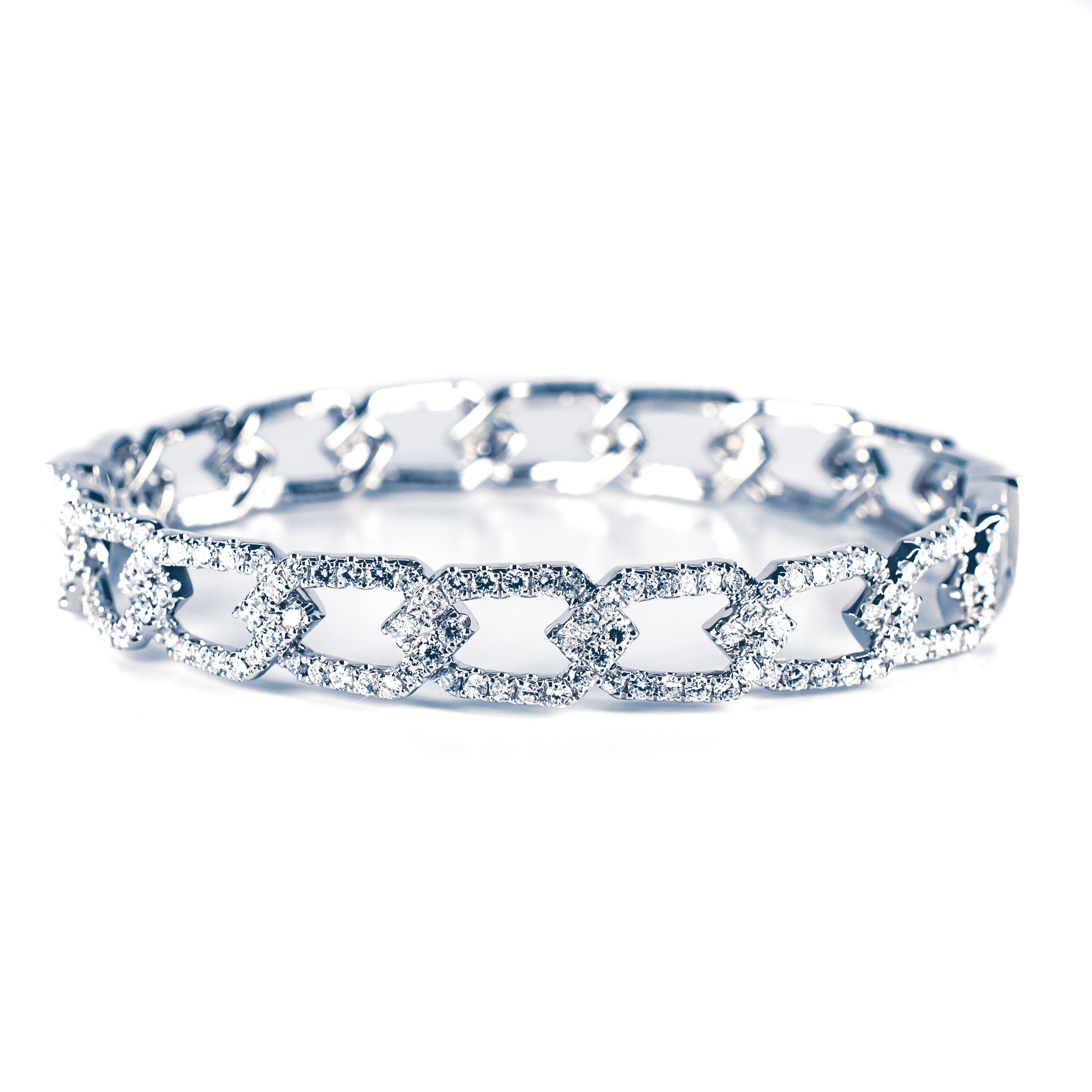 18kt White Gold Open Link Diamond Bracelet