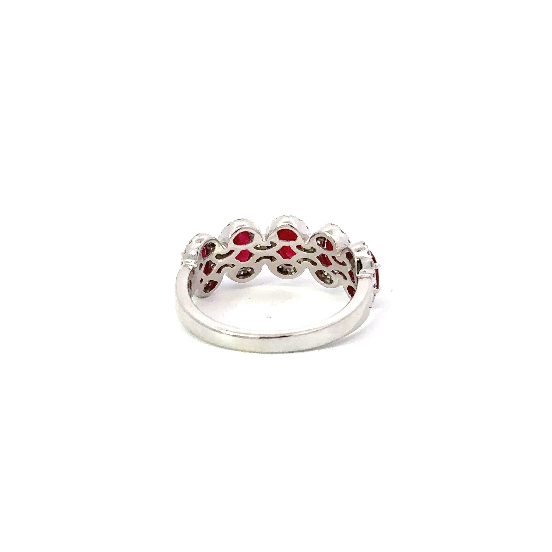 14kt wg 5-Oval Ruby & Dia Ring