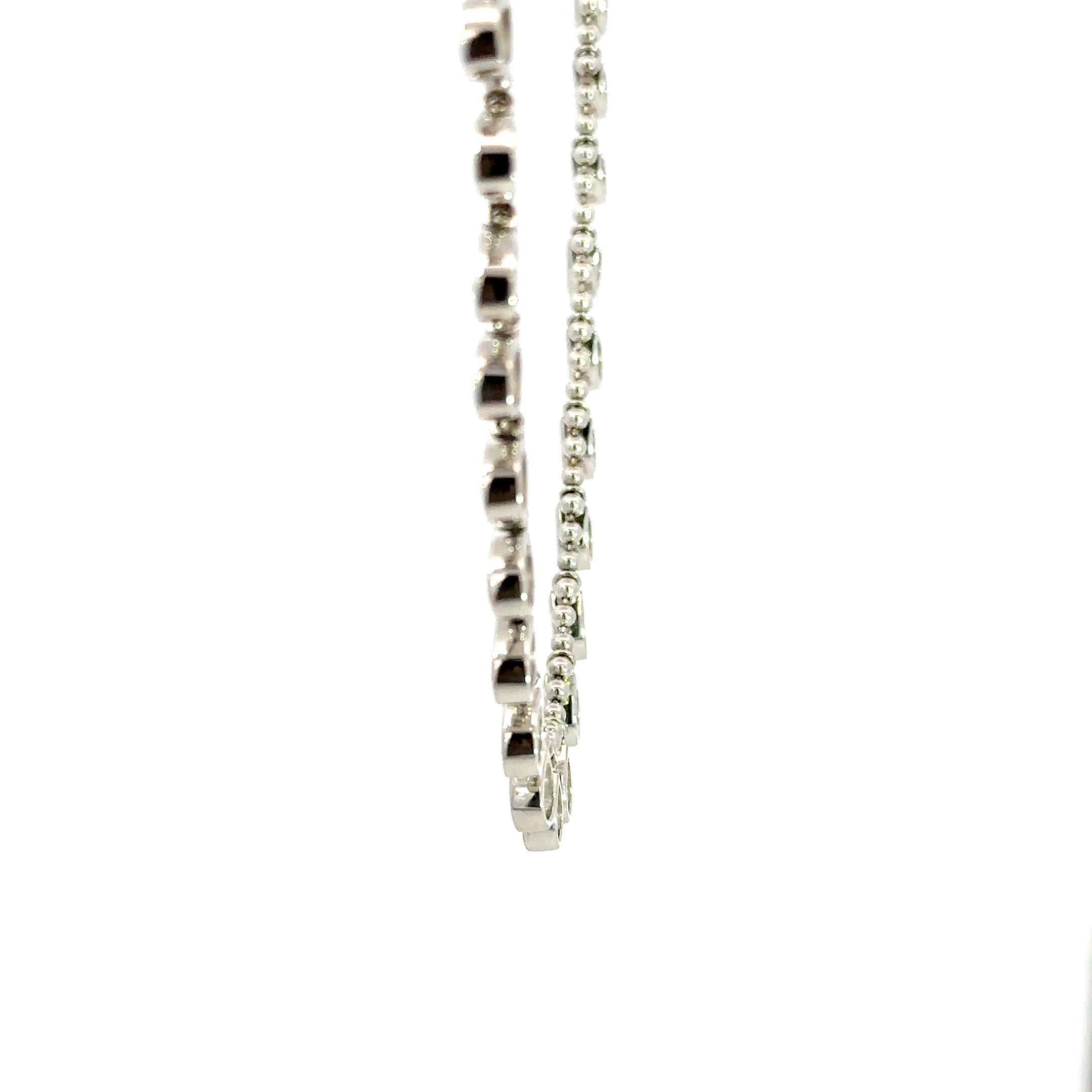 18kt White Gold Bezel-Set Pear Shape Diamond Station Necklace