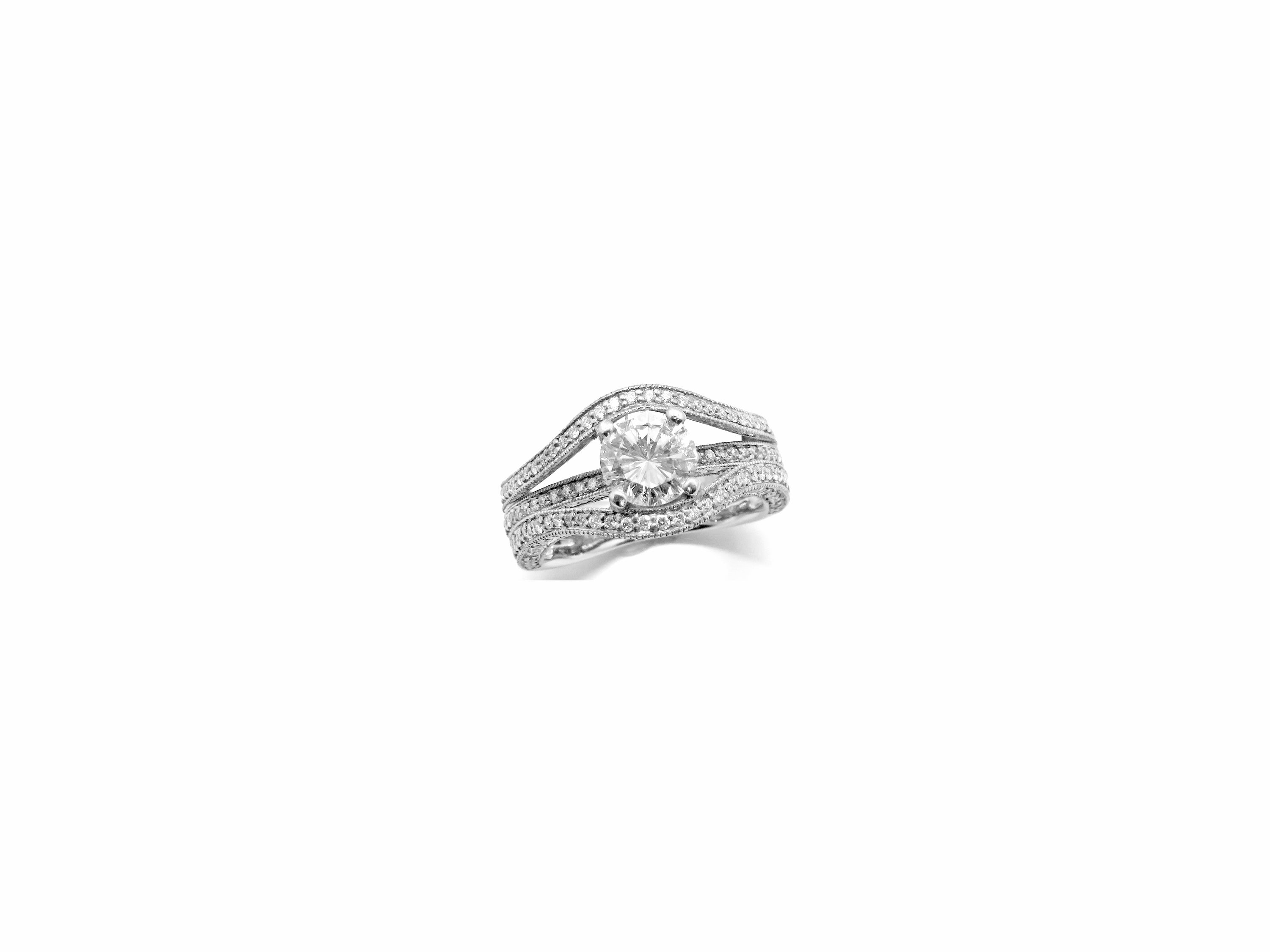 Platinum 1ct Round Brilliant Cut Diamond Engagement Ring