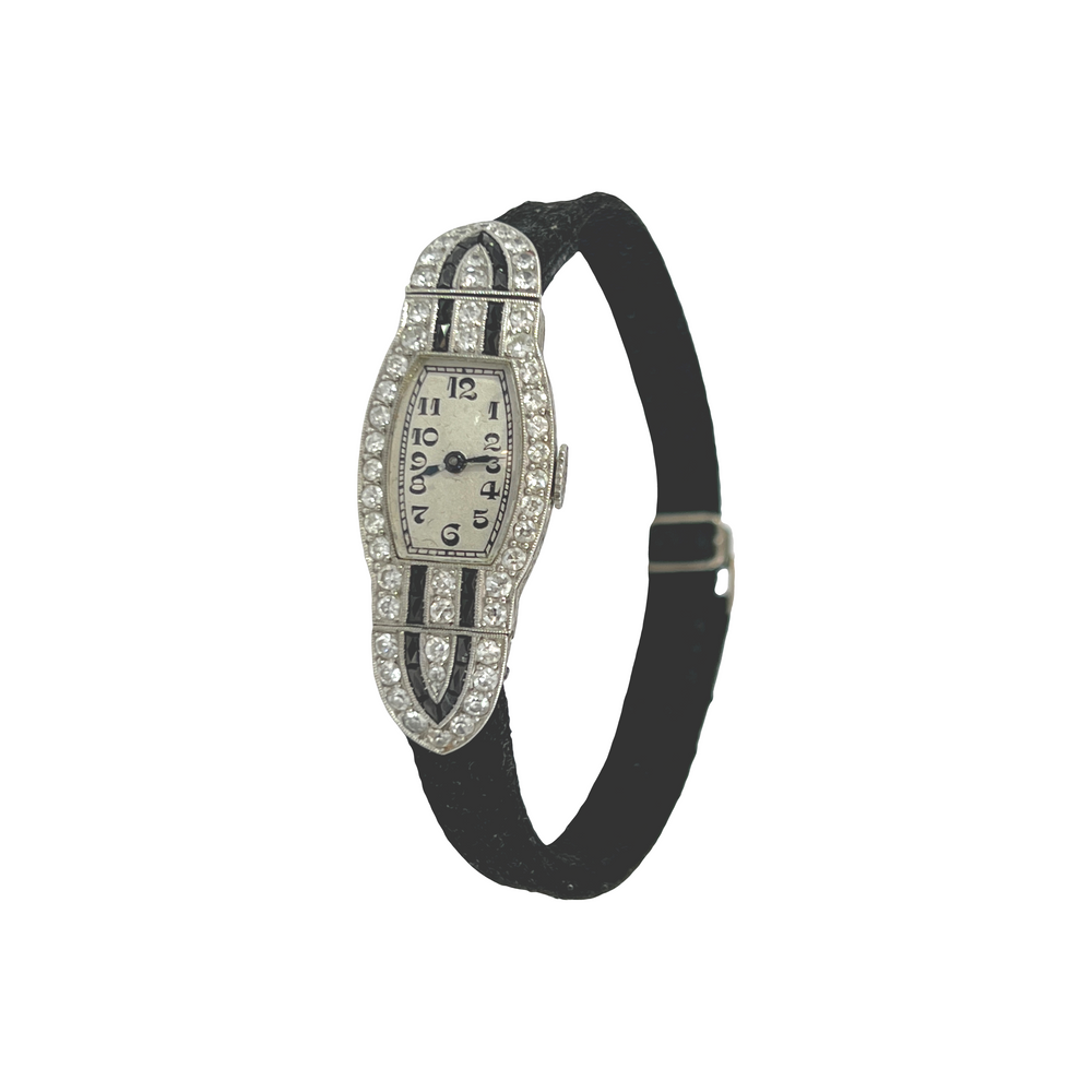 Estate 1920s Art Deco Platinum Diamond Ladies Cocktail Watch