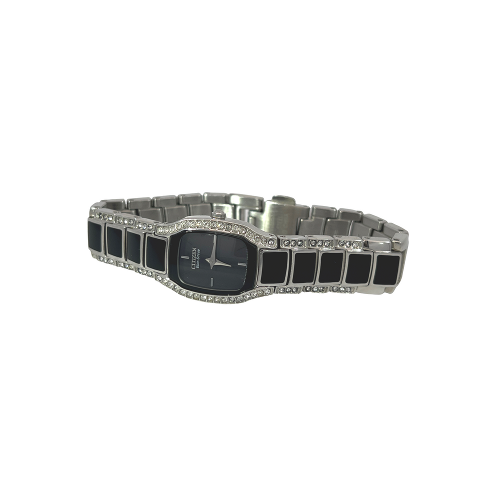 Pre-Owned Citizen Eco-Drive Normandie Silhouette Crystal Women's Watch EW9780-57E