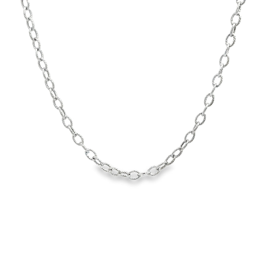 14k white gold open link textu