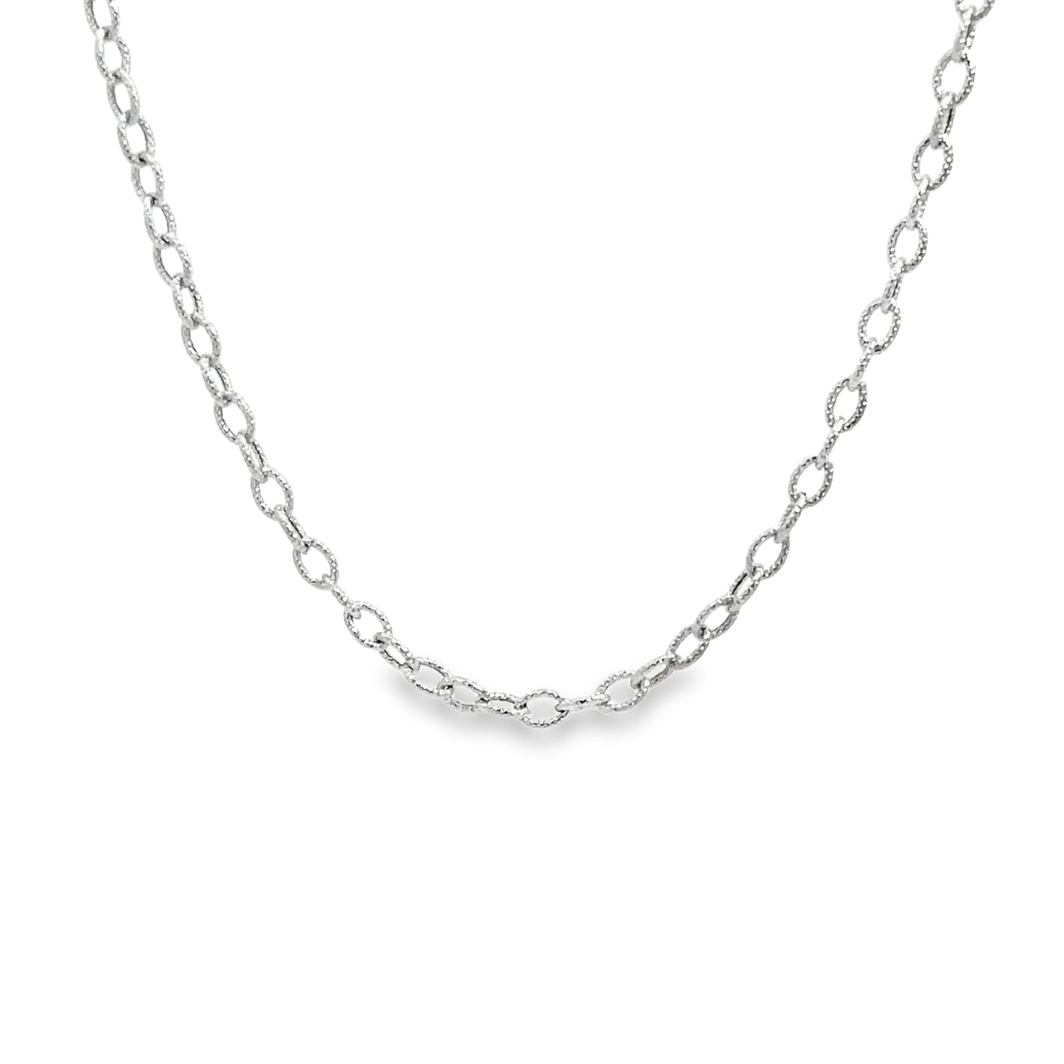 14k white gold open link textu