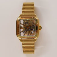 Santos de Cartier Skeleton Dial 39.7mm Yellow Gold WHSA0042