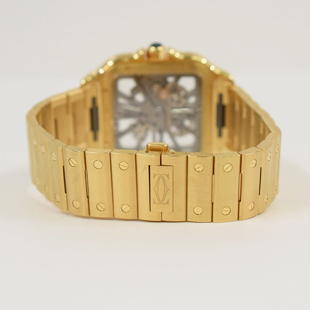 Santos de Cartier Skeleton Dial 39.7mm Yellow Gold WHSA0042
