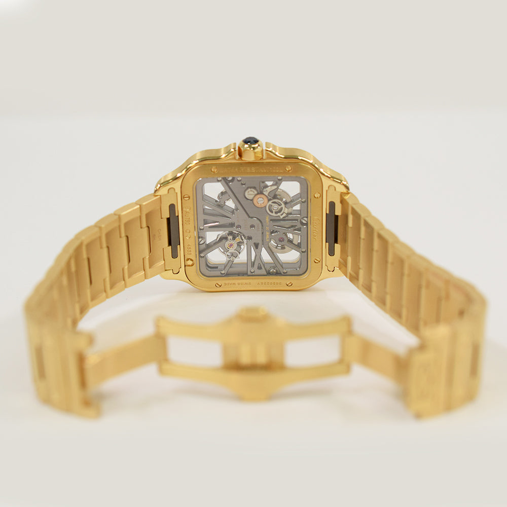 Santos de Cartier Skeleton Dial 39.7mm Yellow Gold WHSA0042