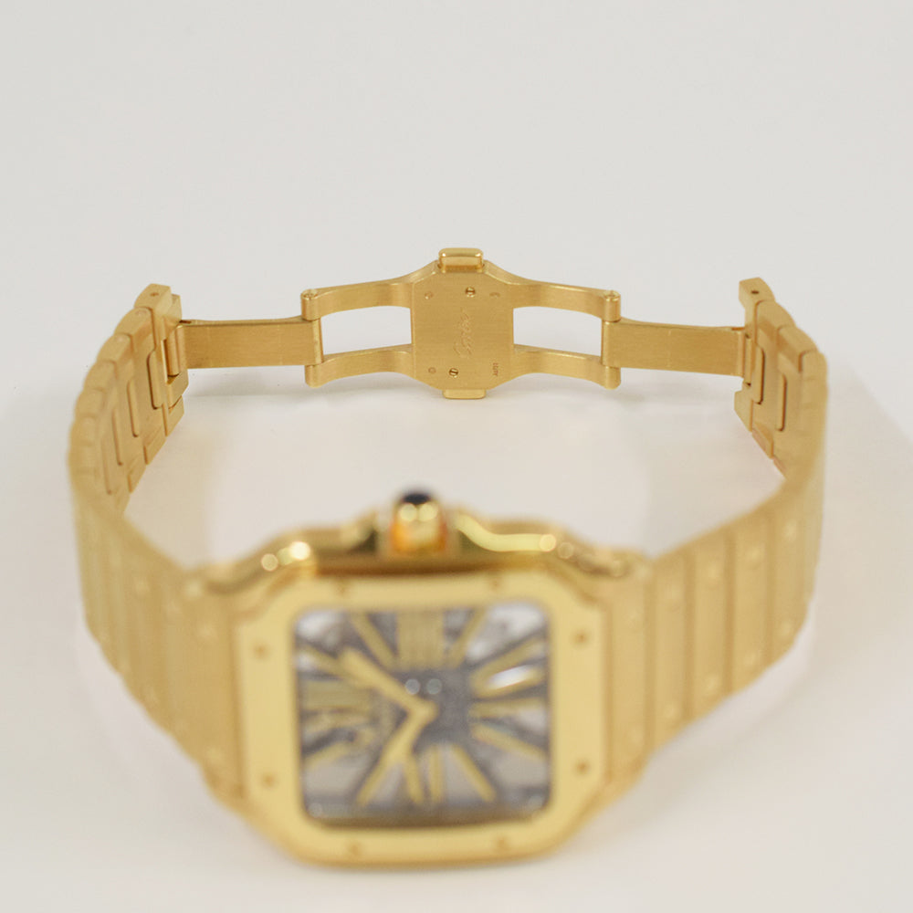 Santos de Cartier Skeleton Dial 39.7mm Yellow Gold WHSA0042